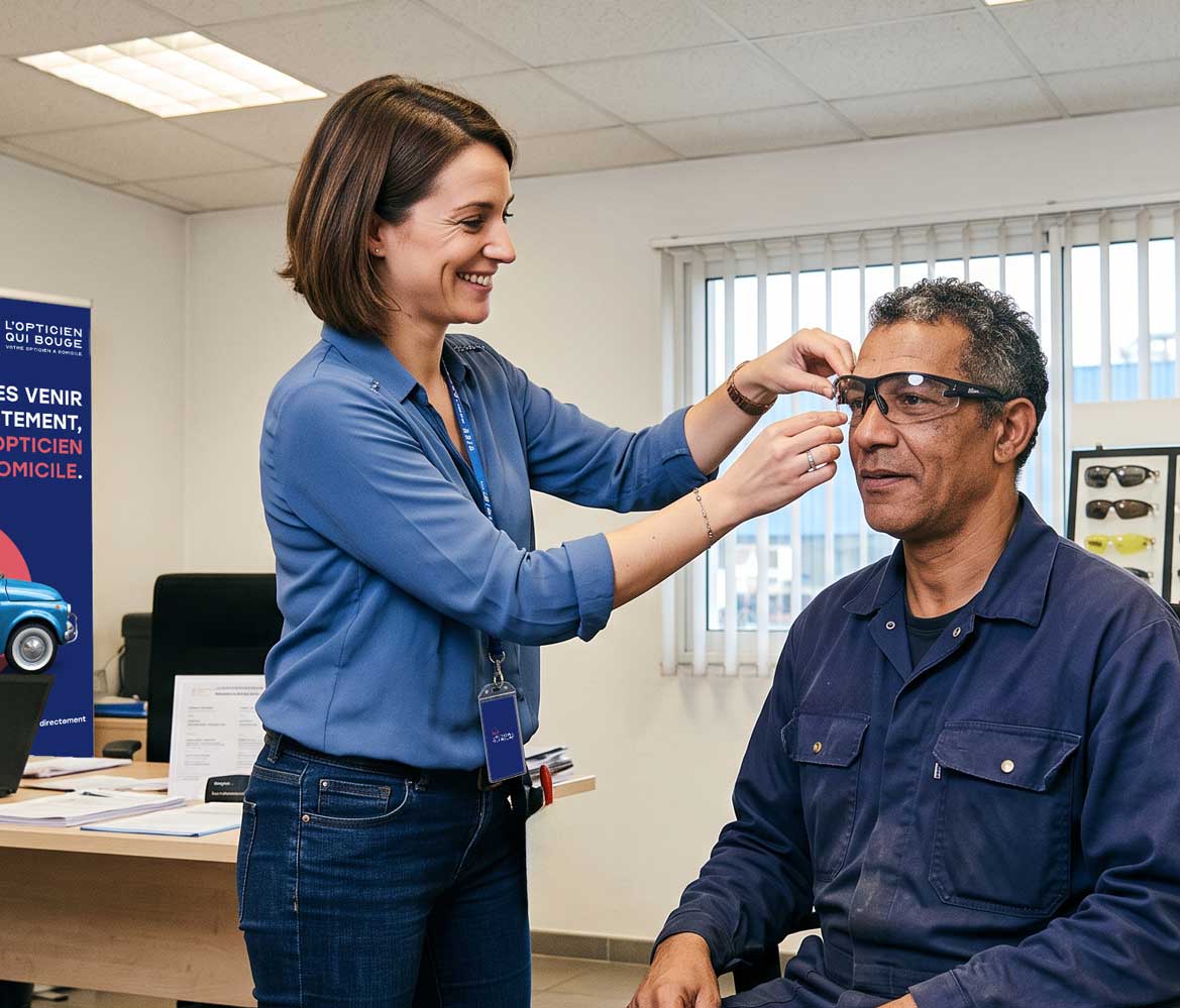 Opticien en entreprise avec un collaborateur - L'Opticien Qui Bouge